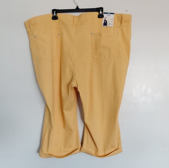 Terra Sky Women's Yellow Plus Size Midrise Capri Jeggings Size 5XL - Picture 2 of 12